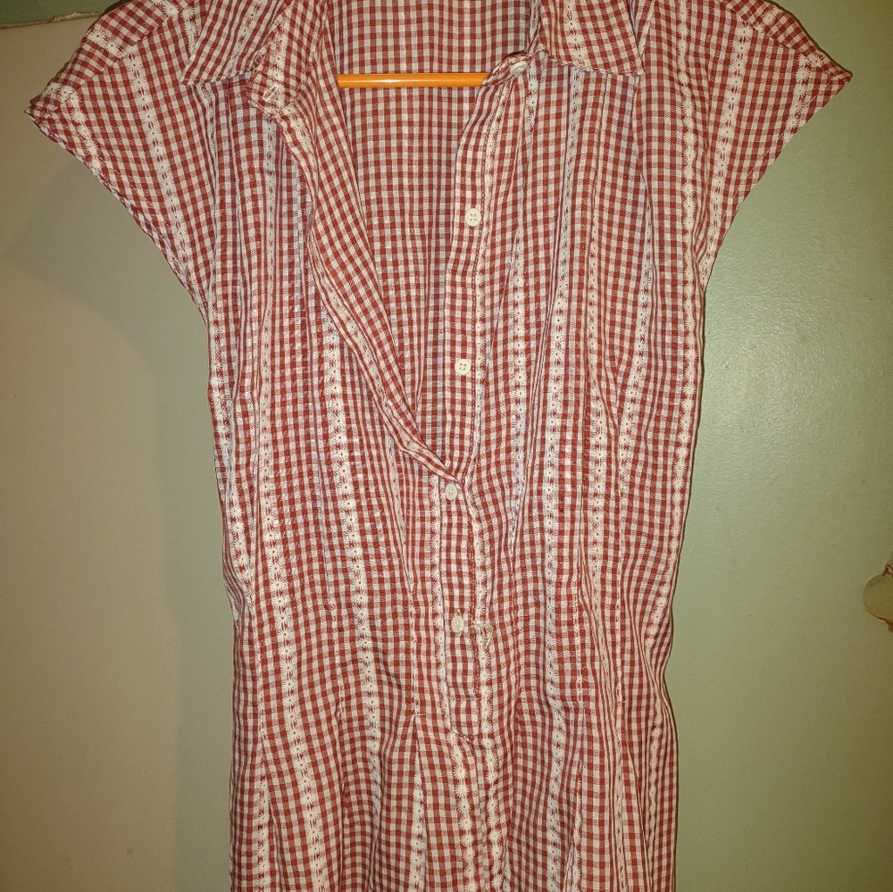 Button‎ up cap sleeve self tie belt top